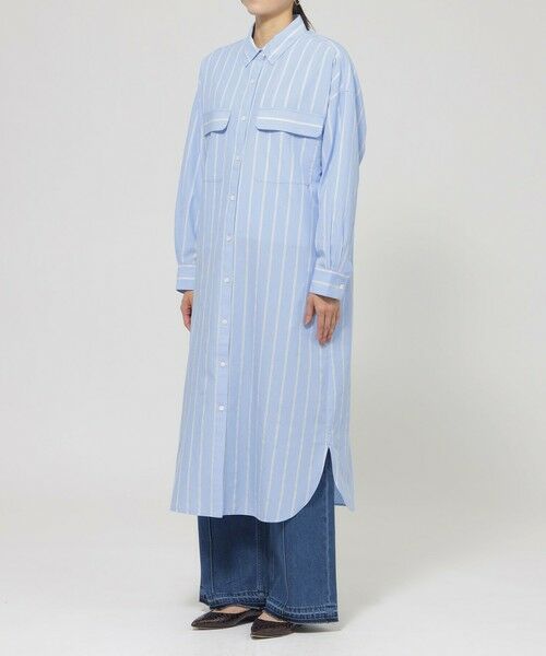 EVEX by KRIZIA / エヴェックス バイ クリツィア ロング・マキシ丈ワンピース | 【ウォッシャブル】ラメストライプシャツワンピース | 詳細4