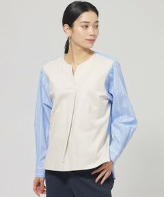 EVEX by KRIZIA / エヴェックス バイ クリツィア カットソー | 【ウォッシャブル】ラメストライプジャージ—コンビプルオーバー