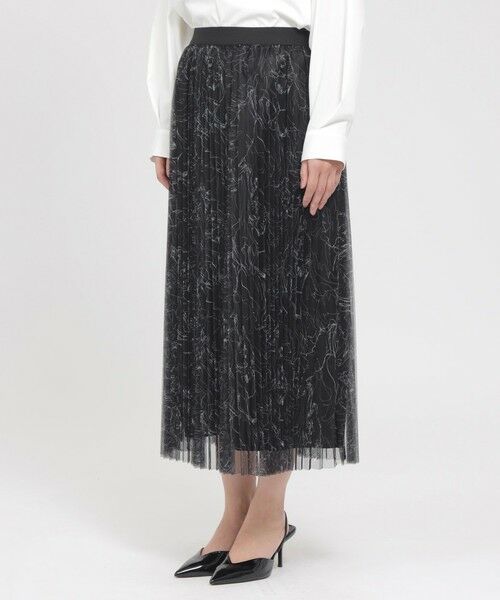 EVEX by KRIZIA / エヴェックス バイ クリツィア ロング・マキシ丈スカート | 【ウォシャブル】ドローイングプリントチュールスカート | 詳細4
