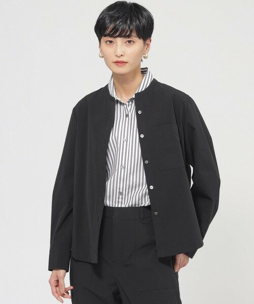 EVEX by KRIZIA / エヴェックス バイ クリツィア ノーカラージャケット | 【防しわ】【UV対策】【ウォッシャブル】テックスブリッドシャツジャケット | 詳細14