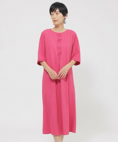 EVEX by KRIZIA/エヴェックス バイ クリツィア 【ウォッシャブル】サッカーストレッチタックワンピース レッド1 40 EVEX by KRIZIA/エヴェックス バイ クリツィア 【ウォッシャブル】サッカーストレッチタックワンピース レッド1 40