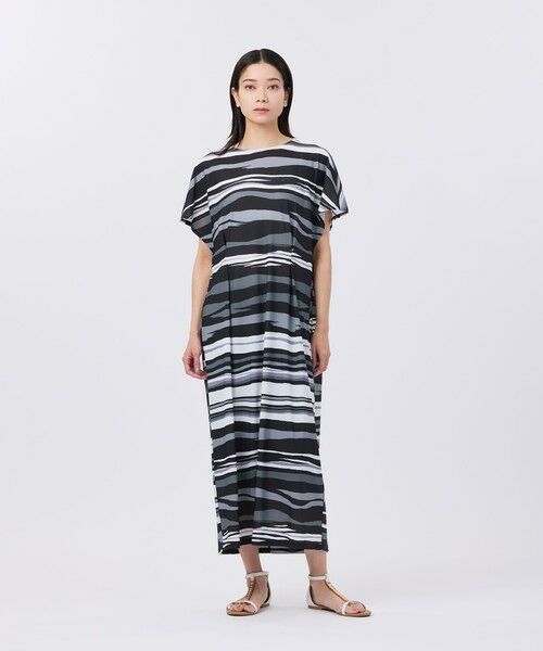 EVEX by KRIZIA/エヴェックス バイ クリツィア 【カタログ掲載品】【接触冷感】【UV対策】【ウォッシャブル】コンチェロアニマルボーダーワンピース ブラック1 40