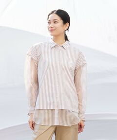 EVEX by KRIZIA / エヴェックス バイ クリツィア シャツ・ブラウス | 【カタログ掲載品】【ウォッシャブル】シアーコンビストライプロングシャツ