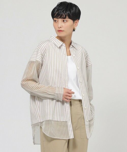EVEX by KRIZIA / エヴェックス バイ クリツィア シャツ・ブラウス | 【カタログ掲載品】【ウォッシャブル】シアーコンビストライプロングシャツ | 詳細12