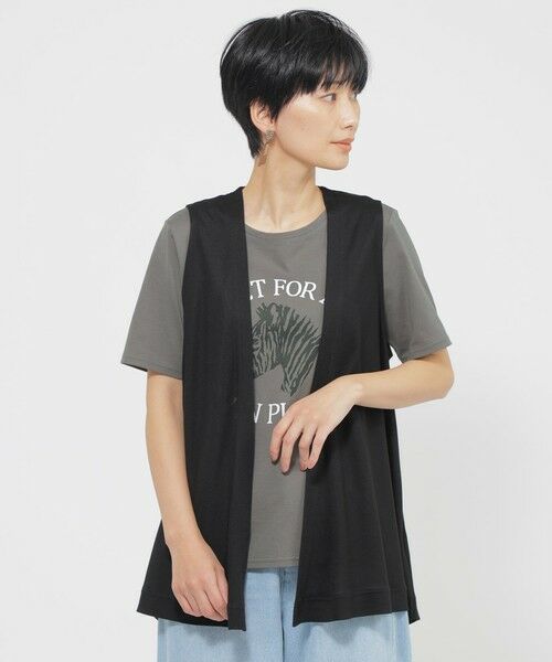 EVEX by KRIZIA/エヴェックス バイ クリツィア 【接触冷感】【ウォッシャブル】リヨセルジャージ-ジレ ブラック1 40 EVEX by KRIZIA/エヴェックス バイ クリツィア 【接触冷感】【ウォッシャブル】リヨセルジャージ-ジレ ブラック1 40