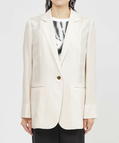 EVEX by KRIZIA / エヴェックス バイ クリツィア ノーカラージャケット | 【カタログ掲載品】【ウォッシャブル】シアーヴィンテージスラブテーラージャケット | 詳細3