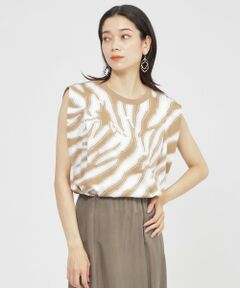 EVEX by KRIZIA / エヴェックス バイ クリツィア カットソー | 【カタログ掲載品】【ウォッシャブル】アニマルカットジャカードノースリーブカットソー