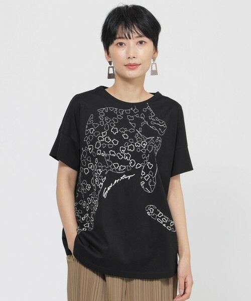 EVEX by KRIZIA / エヴェックス バイ クリツィア カットソー | 【SANYO Style EDITION掲載】【接触冷感】【ウォッシャブル】パンサーエンブロイダリープルオーバーカットソー(ブラック1)