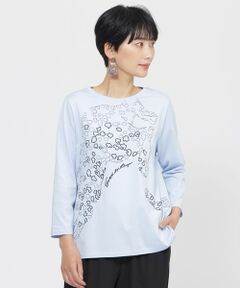 EVEX by KRIZIA / エヴェックス バイ クリツィア カットソー | 【WEB・一部店舗限定】【接触冷感】【ウォシャブル】パンサーエンブロイダリー七分袖カットソー