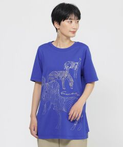 EVEX by KRIZIA / エヴェックス バイ クリツィア カットソー | 【接触冷感】【ウォシャブル】メタリックゼブラプリントチュニックカットソー