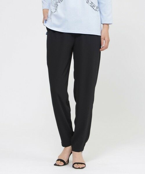 EVEX by KRIZIA / エヴェックス バイ クリツィア その他パンツ | 【夏でもさらっと】【吸水速乾】【ウォシャブル】バックサテンジョーゼットイージーテーパードパンツ(ブラック1)