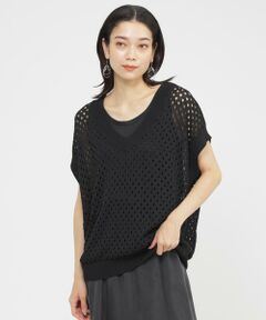 EVEX by KRIZIA / エヴェックス バイ クリツィア ニット・セーター | 【SANYO Style EDITION掲載】【ウォッシャブル】アイレットメッシュレイヤードニット