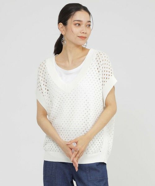 EVEX by KRIZIA / エヴェックス バイ クリツィア ニット・セーター | 【SANYO Style EDITION掲載】【ウォッシャブル】アイレットメッシュレイヤードニット | 詳細11