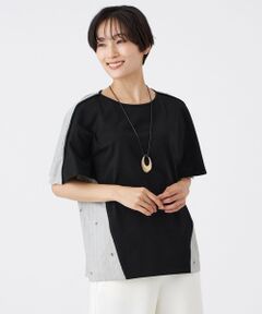 EVEX by KRIZIA / エヴェックス バイ クリツィア カットソー | 【マシンウォッシャブル】ストライプジャカードコンビカットソー