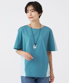 EVEX by KRIZIA / エヴェックス バイ クリツィア カットソー | 【マシンウォッシャブル】ストライプジャカードコンビカットソー