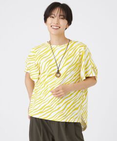 【着用1回】EVEX by KRIZIA 襟のカットが素敵なレオパードカットソー 接触冷感】【ウォシャブル】クールレオパードカットソー