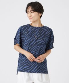 新品 エヴェックスバイクリツィア ロゴ 刺繍 スリット カットソー 黒 セール】 【カタログ掲載品】【ウォッシャブル】ゼブラロゴ