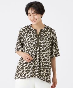 EVEX by KRIZIA / エヴェックス バイ クリツィア カットソー | 【接触冷感】【UV対策】【マシンウォッシャブル】カモフラパンサーギャザープルオーバー