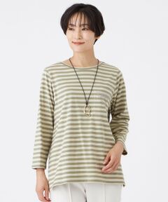 EVEX by KRIZIA / エヴェックス バイ クリツィア カットソー | 【接触冷感】【マシンウォッシャブル】エンブロイダリーボーダーカットソー