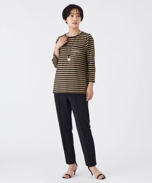 EVEX by KRIZIA / エヴェックス バイ クリツィア カットソー | 【接触冷感】【マシンウォッシャブル】エンブロイダリーボーダーカットソー | 詳細1