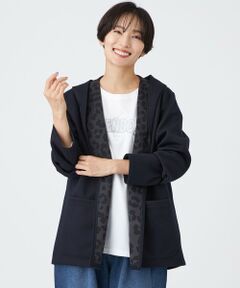 EVEX by KRIZIA / エヴェックス バイ クリツィア ノーカラージャケット | 【リバーシブル】【ウォッシャブル】レオパードダンボールフーデットコーディガン