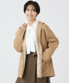 EVEX by KRIZIA / エヴェックス バイ クリツィア ノーカラージャケット | 【リバーシブル】【ウォッシャブル】レオパードダンボールフーデットコーディガン