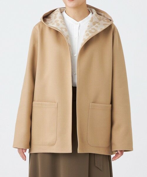 EVEX by KRIZIA / エヴェックス バイ クリツィア ノーカラージャケット | 【リバーシブル】【ウォッシャブル】レオパードダンボールフーデットコーディガン | 詳細5