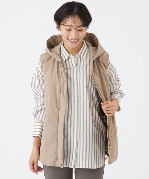 EVEX by KRIZIA/エヴェックス バイ クリツィア 【カタログ掲載】【はっ水・マシンウォッシャブル】グレイスメモリーフーデッドジレ ベージュ1 40