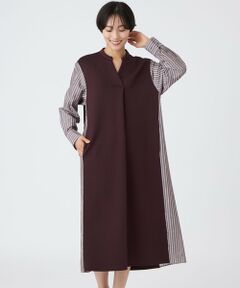 EVEX by KRIZIA / エヴェックス バイ クリツィア ロング・マキシ丈ワンピース | 【カタログ掲載品】【ウォッシャブル】ストライプジャカードコンビワンピース