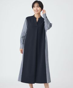 EVEX by KRIZIA / エヴェックス バイ クリツィア ロング・マキシ丈ワンピース | 【カタログ掲載品】【ウォッシャブル】ストライプジャカードコンビワンピース