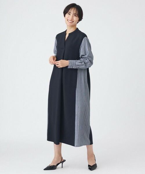 EVEX by KRIZIA / エヴェックス バイ クリツィア ロング・マキシ丈ワンピース | 【カタログ掲載品】【ウォッシャブル】ストライプジャカードコンビワンピース | 詳細3
