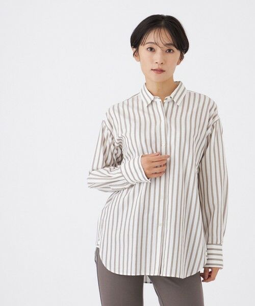 EVEX by KRIZIA/エヴェックス バイ クリツィア 【カタログ掲載】【ウォッシャブル】ジャカードラメストライプシャツ ベージュ1 40 EVEX by KRIZIA/エヴェックス バイ クリツィア 【カタログ掲載】【ウォッシャブル】ジャカードラメストライプシャツ ベージュ1 40