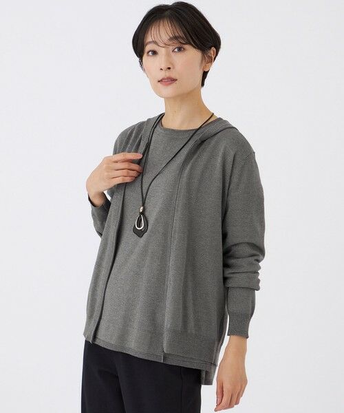 EVEX by KRIZIA/エヴェックス バイ クリツィア 【カタログ掲載】【ウォッシャブル】ラメハイゲージニットパーカー ダークグレー 42 EVEX by KRIZIA/エヴェックス バイ クリツィア 【カタログ掲載】【ウォッシャブル】ラメハイゲージニットパーカー ダークグレー 42