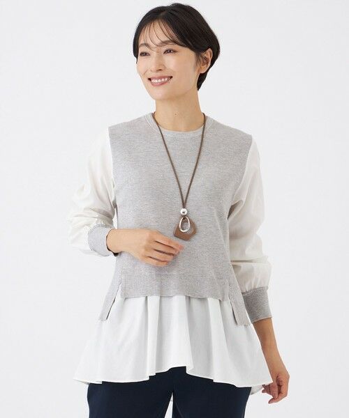 EVEX by KRIZIA/エヴェックス バイ クリツィア 【カタログ掲載】【ウォッシャブル】ドビーストライプシャツコンビニット グレー3 40 EVEX by KRIZIA/エヴェックス バイ クリツィア 【カタログ掲載】【ウォッシャブル】ドビーストライプシャツコンビニット グレー3 40