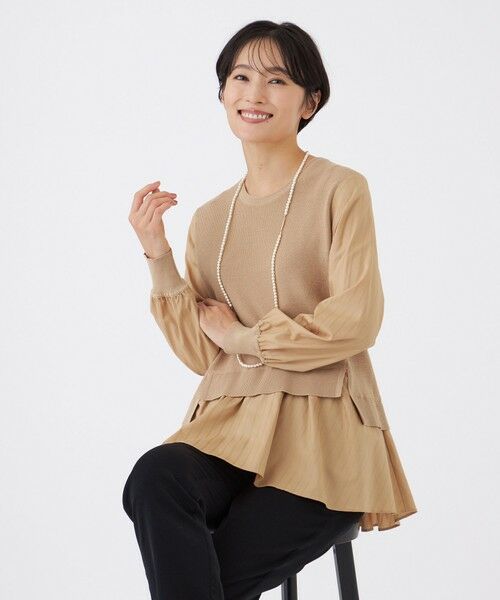 EVEX by KRIZIA/エヴェックス バイ クリツィア 【カタログ掲載】【ウォッシャブル】ドビーストライプシャツコンビニット ベージュ1 40 EVEX by KRIZIA/エヴェックス バイ クリツィア 【カタログ掲載】【ウォッシャブル】ドビーストライプシャツコンビニット ベージュ1 40