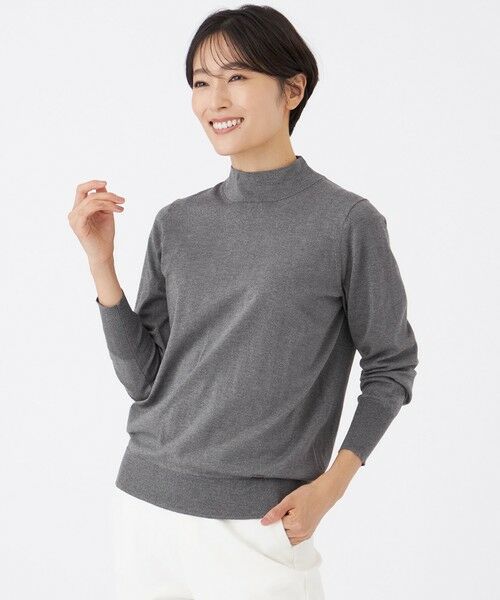 EVEX by KRIZIA / エヴェックス バイ クリツィア ニット・セーター | 【カタログ掲載】【ウォッシャブル】ラメハイゲージニットハイネックプルオーバー(ダークグレー)