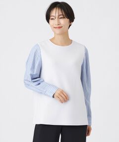 EVEX by KRIZIA / エヴェックス バイ クリツィア カットソー | 【ウォッシャブル】ストライプジャカードコンビプルオーバー