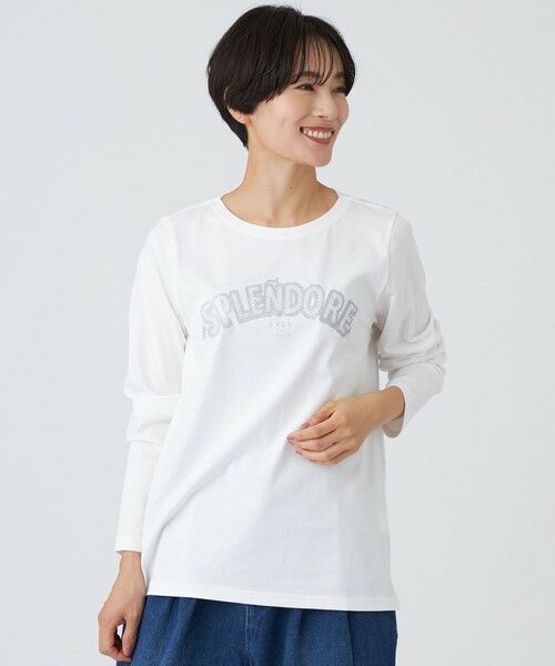 EVEX by KRIZIA/エヴェックス バイ クリツィア 【カタログ掲載品】【ウォッシャブル】スパンコールロゴプルオーバーカットソー オフホワイト1 42 EVEX by KRIZIA/エヴェックス バイ クリツィア 【カタログ掲載品】【ウォッシャブル】スパンコールロゴプルオーバーカットソー オフホワイト1 42