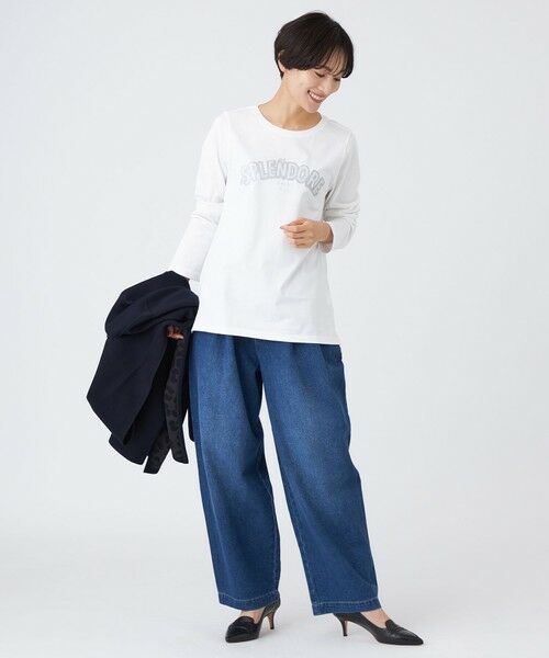 EVEX by KRIZIA / エヴェックス バイ クリツィア カットソー | 【カタログ掲載品】【ウォッシャブル】スパンコールロゴプルオーバーカットソー | 詳細1