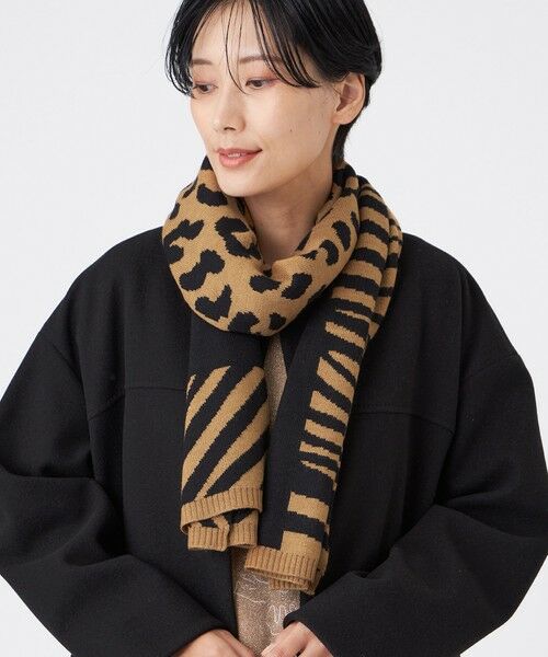 EVEX by KRIZIA/エヴェックス バイ クリツィア 【ウォッシャブル】パッチワークニットストール キャメル1 X EVEX by KRIZIA/エヴェックス バイ クリツィア 【ウォッシャブル】パッチワークニットストール キャメル1 X