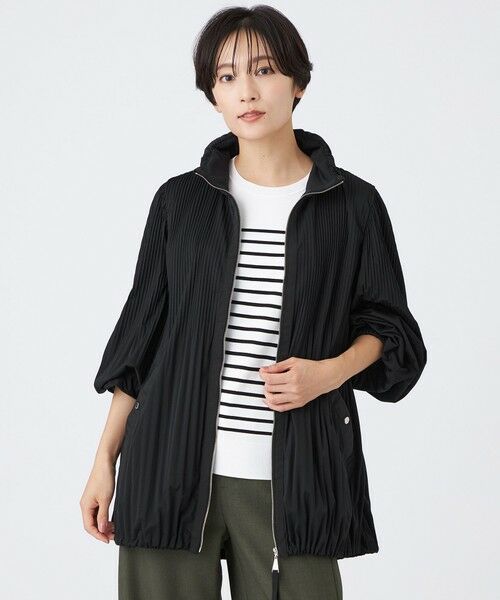EVEX by KRIZIA/エヴェックス バイ クリツィア 【はっ水】【防風】【ウォッシャブル】ジャージープリーツアウター ブラック1 40 EVEX by KRIZIA/エヴェックス バイ クリツィア 【はっ水】【防風】【ウォッシャブル】ジャージープリーツアウター ブラック1 40