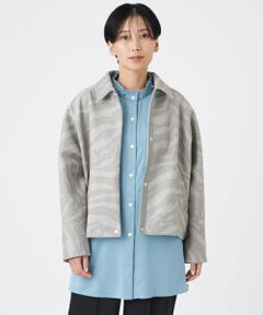 EVEX by KRIZIA / エヴェックス バイ クリツィア ノーカラージャケット | 【ウォッシャブル】ゼブラプリントウールライクジャージ—ブルゾン