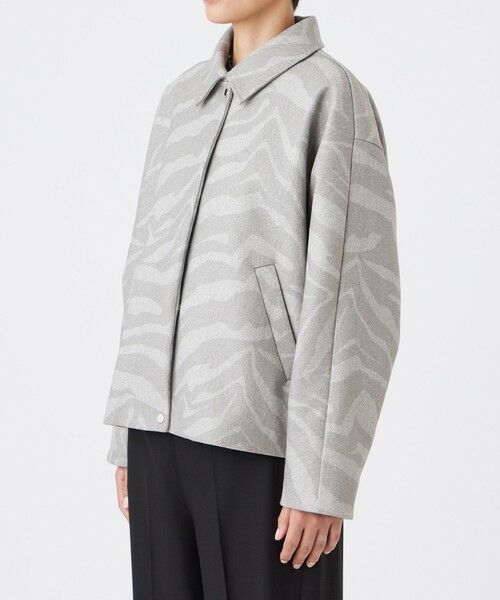EVEX by KRIZIA / エヴェックス バイ クリツィア ノーカラージャケット | 【ウォッシャブル】ゼブラプリントウールライクジャージ—ブルゾン | 詳細3