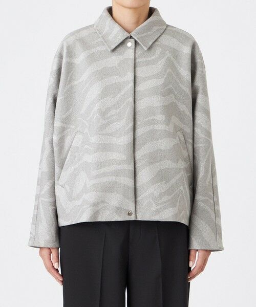EVEX by KRIZIA / エヴェックス バイ クリツィア ノーカラージャケット | 【ウォッシャブル】ゼブラプリントウールライクジャージ—ブルゾン | 詳細2
