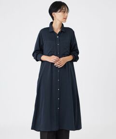 EVEX by KRIZIA / エヴェックス バイ クリツィア ロング・マキシ丈ワンピース | 【マシンウォッシャブル】【放電テープ付き】フィブリルライクサテンシャツワンピース