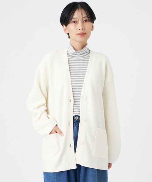 EVEX by KRIZIA/エヴェックス バイ クリツィア 【カタログ掲載】【ウォッシャブル】ブライトニットVネックカーディガン オフホワイト1 40 EVEX by KRIZIA/エヴェックス バイ クリツィア 【カタログ掲載】【ウォッシャブル】ブライトニットVネックカーディガン オフホワイト1 40