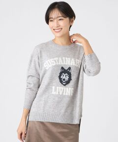 EVEX by KRIZIA / エヴェックス バイ クリツィア ニット・セーター | 【SANYO Style EDITION掲載】【ウォッシャブル】ウルフカレッジロゴニットプルオーバー