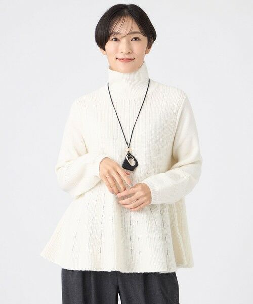 EVEX by KRIZIA/エヴェックス バイ クリツィア 【カタログ掲載】【ウォッシャブル】ブライトミックスペプラムニットプルオーバー オフホワイト1 40 EVEX by KRIZIA/エヴェックス バイ クリツィア 【カタログ掲載】【ウォッシャブル】ブライトミックスペプラムニットプルオーバー オフホワイト1 40