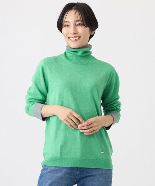 EVEX by KRIZIA / エヴェックス バイ クリツィア ニット・セーター | 【追加・カタログ掲載・ウォッシャブル】ダブルタートルネックニットプルオーバー（ライトグリーン1）