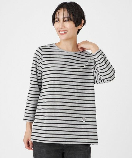 EVEX by KRIZIA/エヴェックス バイ クリツィア 【ウォッシャブル】タイガーパッチボーダーカットソー グレー3 40